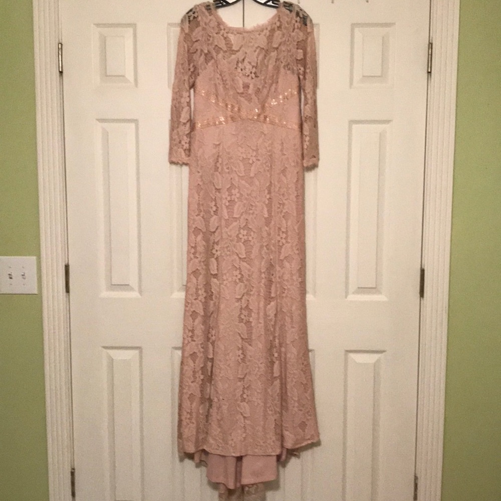 Blush lace formal gown